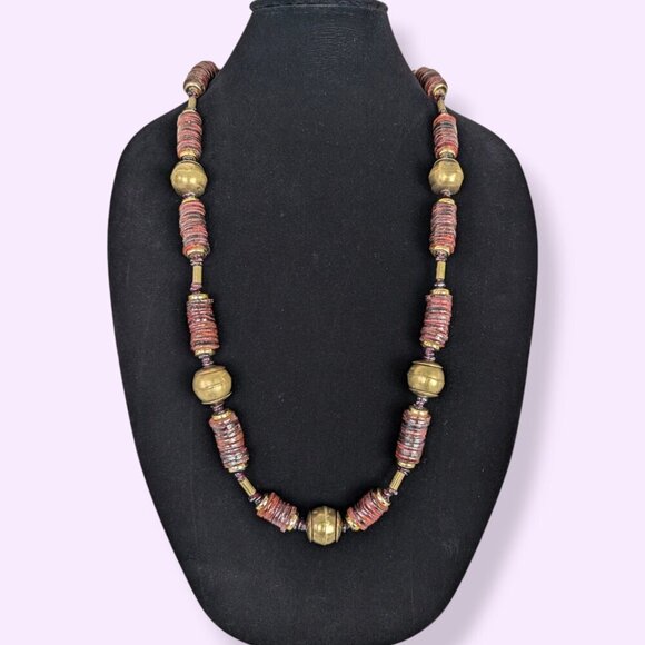 Vintage African Heishi Vinyl Beaded Necklace - Picture 1 of 5